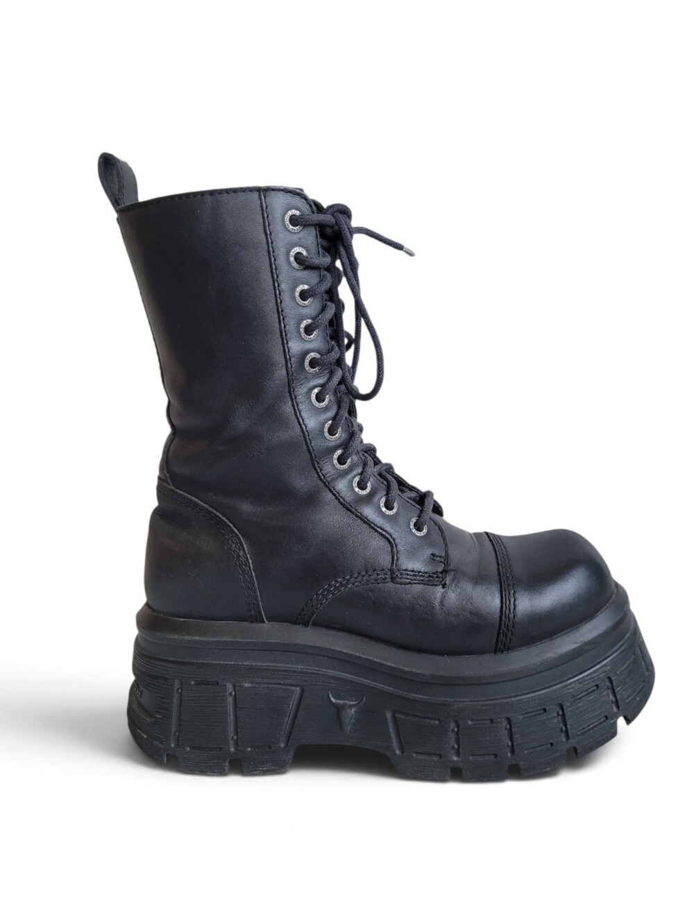 Windsor Smith Screaming Leather Platform Combat Boots Black 6